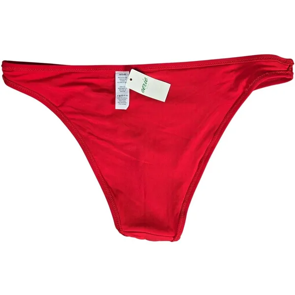 Aerie Red OG Cheeky Bikini Bottom Womens Medium NWT Solid‎ Low Rise Swimwear - Image 5