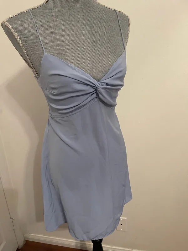 Abercrombie & Fitch Light Blue Twist Front Slip Dress. Size Small - Image 10