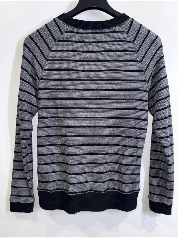 Aritzia Tna gray black striped raglan thermal long sleeve pullover sweater XS - Image 5