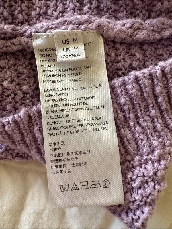 FREE PEOPLE Bree Cropped Pullover in Glimmer in Lilac Purple Sz. Medium - Image 12