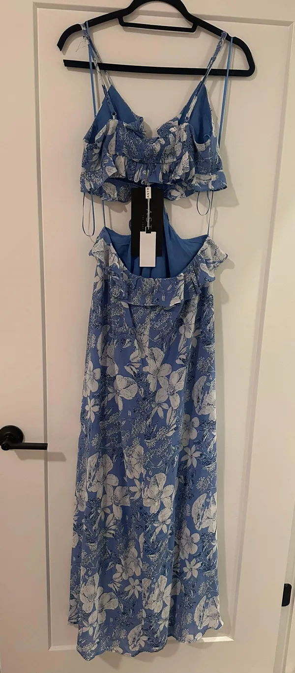 Blue Ruffle Maxi Dress - Image 9