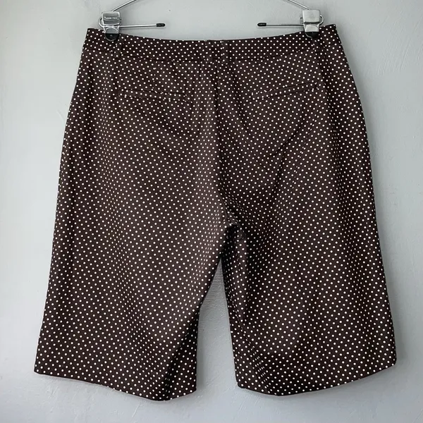 DFA New York Size 14 Dark Brown Polka Dot High Waisted Bermuda Shorts Preppy - Image 4