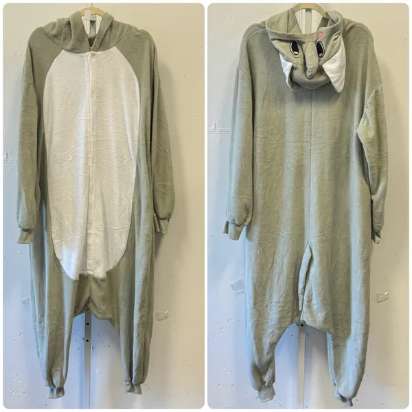 Funziez by Silver Lilly Elephant One Piece Adult Med Green Plush Pajamas Costume - Image 2