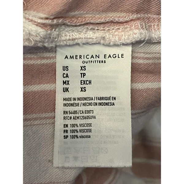 American Eagle Outfitters Shirt Womens XS White Stripe Button Long Sleeve Top - Image 8