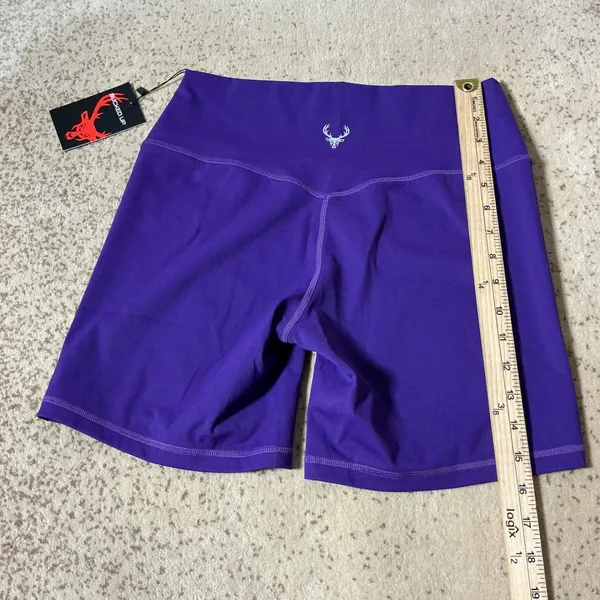 NEW Bucked Up Womens XL Yoga Purple Silver Biker Shorts High Waisted‎ Athletic - Image 5