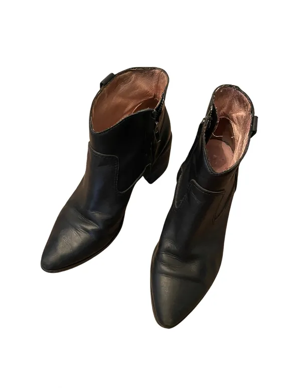 Genuine Leather Black Ankle Boots Size 8 - Image 5