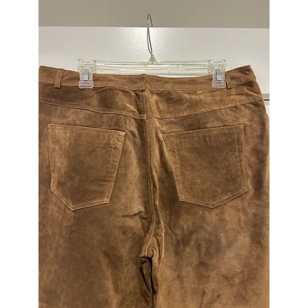 Bagatelle New Vintage 90s Brown Genuine Suede Leather Pants Women’s 16 High Rise Straight - Image 11