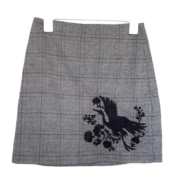 Loft Womens Skirt Embroidered Duck Plaid Preppy Minimalist Minimal Office Sz 2 - Image 2