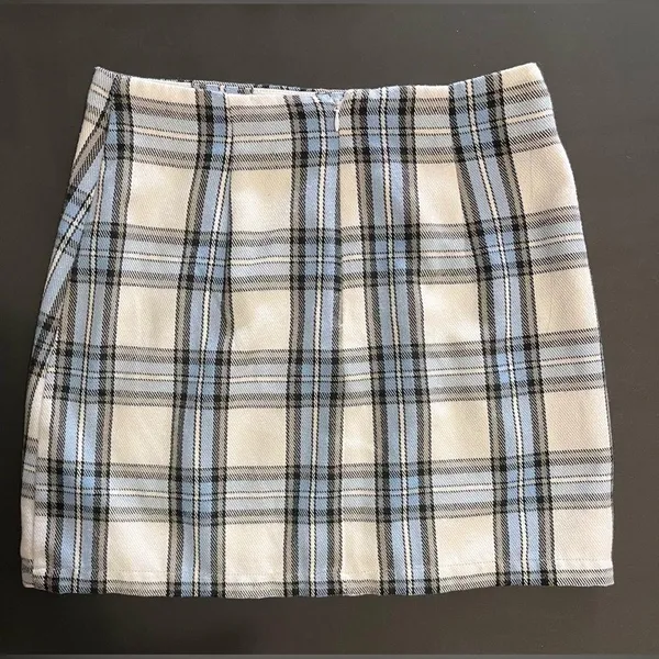 BLUE RAIN Plaid Fleece Button Lined Mini Skirt Y2K Women’s Sz S EUC - Image 4
