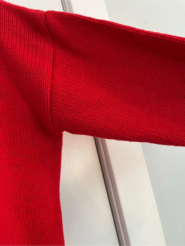 Sincerely Jules Red Crewneck Sweater with White Bow Christmas holiday valentine - Image 4