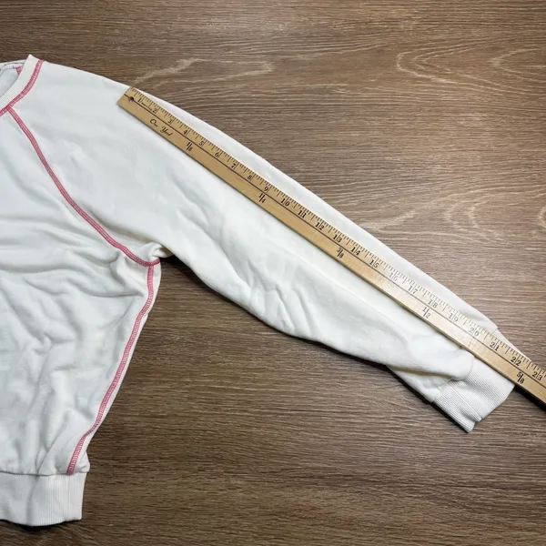 Marine Layer Anytime Ringer Sweatshirt Women's L Cream Red Raglan Crewneck - Image 7