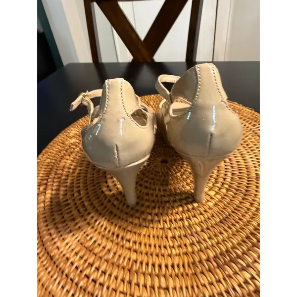 Franco Sarto Nude Patent Peep Toe Platform Heels Ankle Strap Pumps Size 8.5M‎ - Image 5