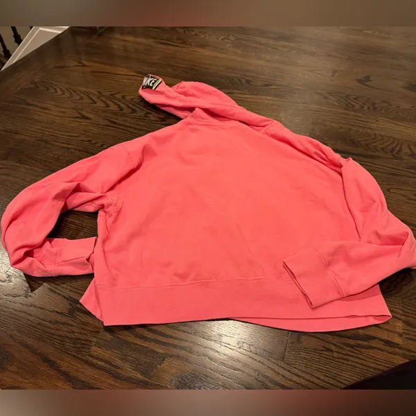 Nike neon pink cropped hooded sweatshirt small - Image 2