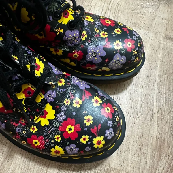 Dr Martens | 1460 Pascal Floral Black Leather Vintage Garden Combat Boots, EU 36 - Image 6