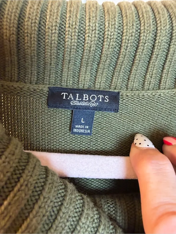 Talbots Olive Green Cowl Neck Sweater - Image 2