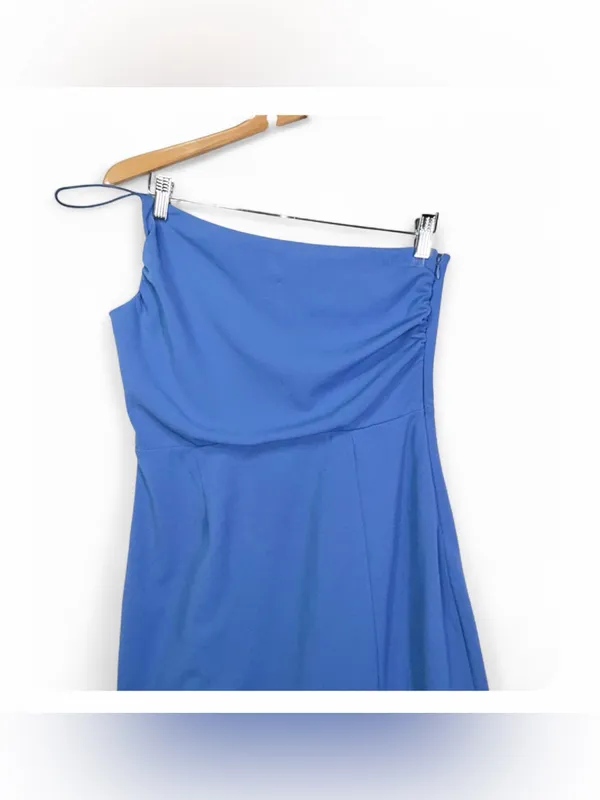 Lulus Women’s Elegant Allure Slate Blue One-Shoulder Sleeveless Midi Dress Size - Image 8