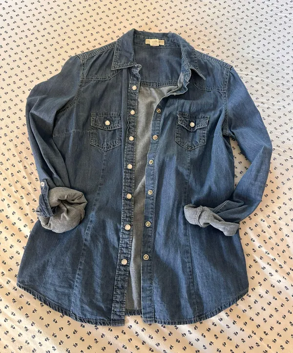 Blue asphalt Jean Button-up Shirt - Image 5