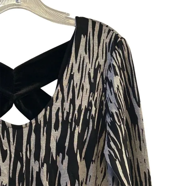 BCBGeneration Zebra Print Dress Black Velvet‎ Trim Size M - Image 2