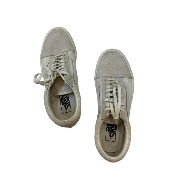 VANS Old Skool Woven Check Marshmallow White Suede Low Top Sneakers Women's 10 - Image 5