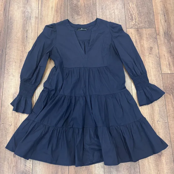 Tuckernuck Pomander Place Navy Blue Cotton Poplin Kenzo Mini Dress Sz Small $98 - Image 4