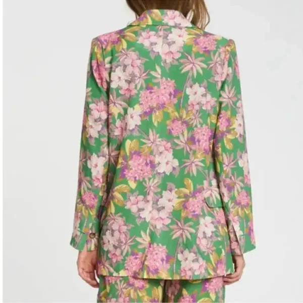 DRA Floral Print Green/Pink Blazer (Size XS) - Image 2