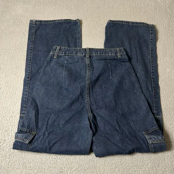 Womens Jeans XS 26 x 31 Blue Medium Wash Wide‎ Leg High Rise Denim Y2K 90s Boho - Image 2