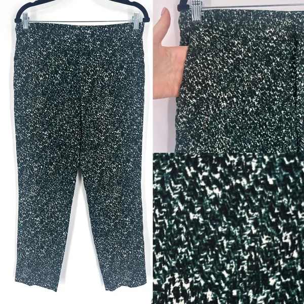 ZARA Green Black White Textured Ankle Pants Women's M Office Career‎ Workwear - Image 3