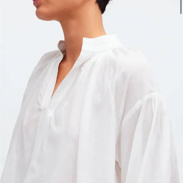 Madewell Shirred Long-Sleeve Top in Eyelet White Size Medium NWT - Image 4