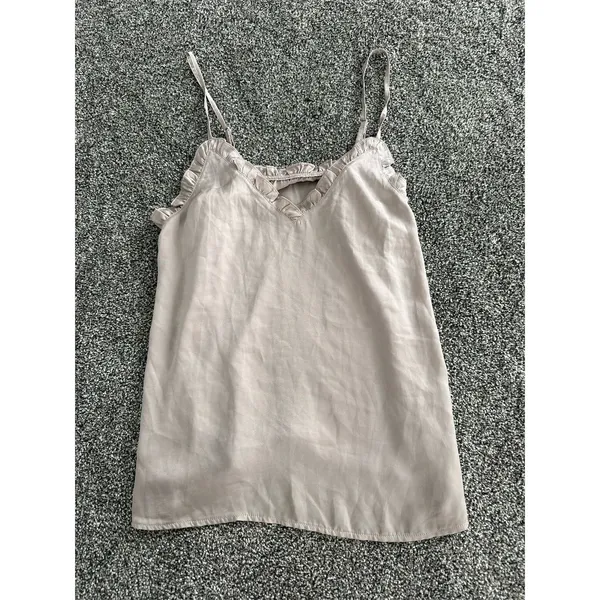 Unbranded Camisole Tank Top Womens S/M Mauve Purple Ruffle V-Neck Satin - Image 3