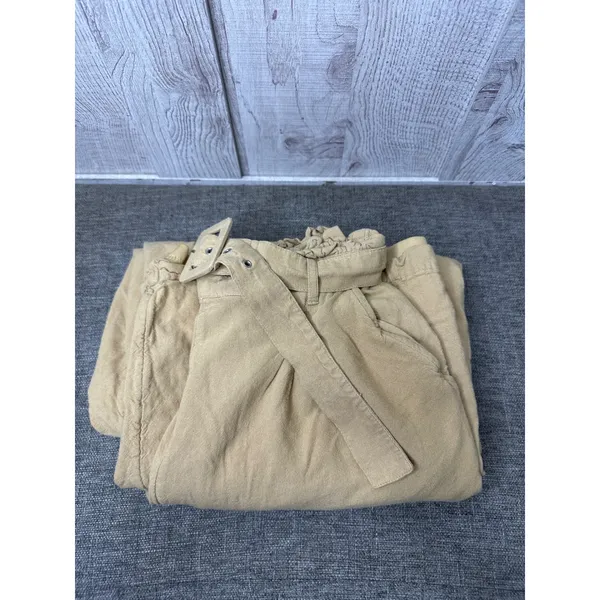 American Eagle Women Linen Blend Paperbag Wide Leg Lined Belted Pants Women S - Image 3