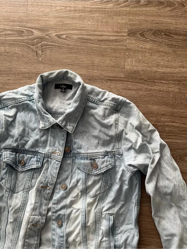 Lulus Denim Jacket Womens Medium Light Wash Oversized Trucker Jean Jacket - Image 6