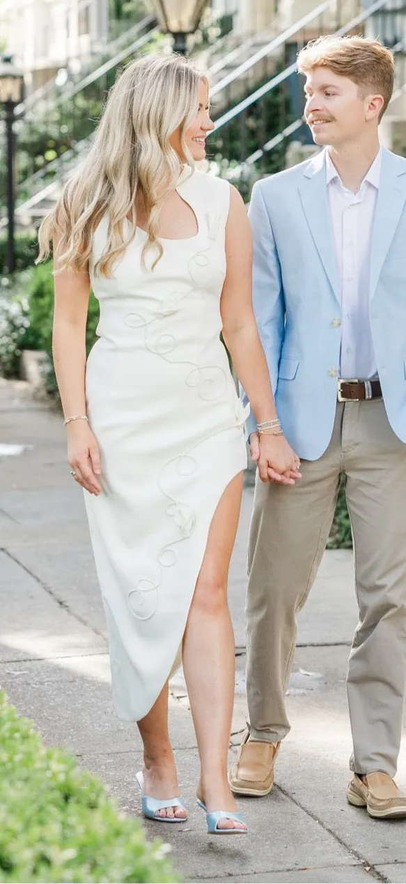 Meshki White Dress Asymmetrical bridal/engagement - Image 2