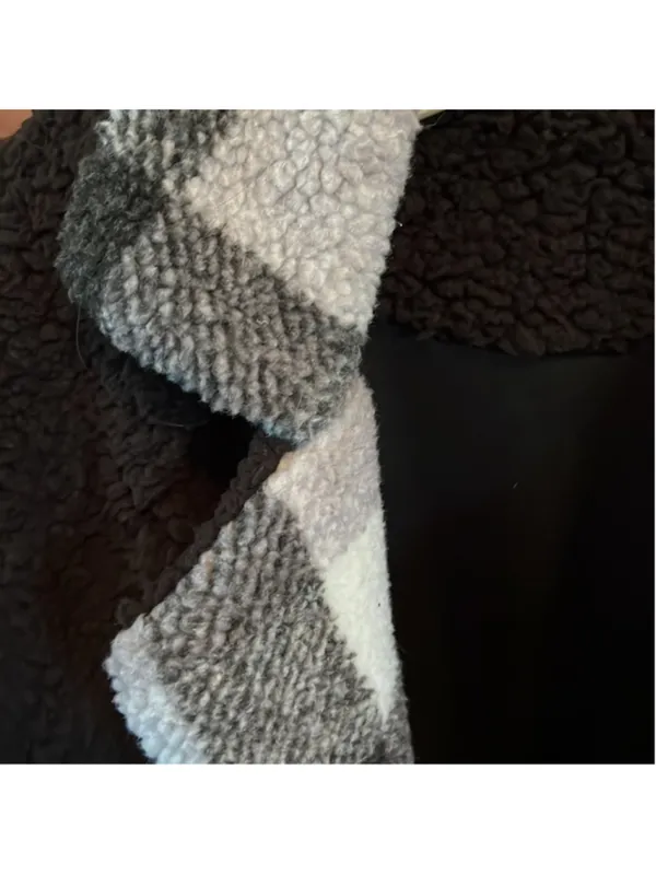 Sherpa Fleece Jacket Black Small Open Front Coat - Image 2