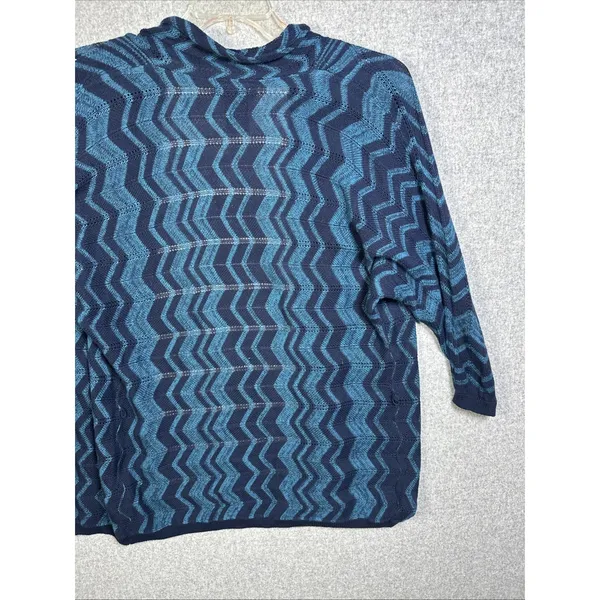 NWOT Attention Womens Cardigan Sweater Large 3/4 Sleeve Knit Open Blue‎ Tie - Image 13