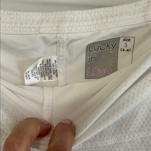 Lucky in Love Pique Flip Pickleball Tennis Skort White - Image 5
