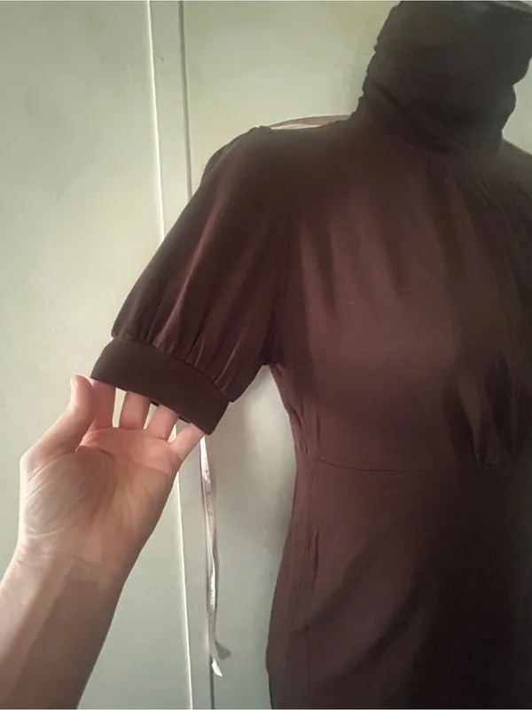 Vintage one clothing Chocolate Brown Turtleneck Short Sleeve Top - Image 7