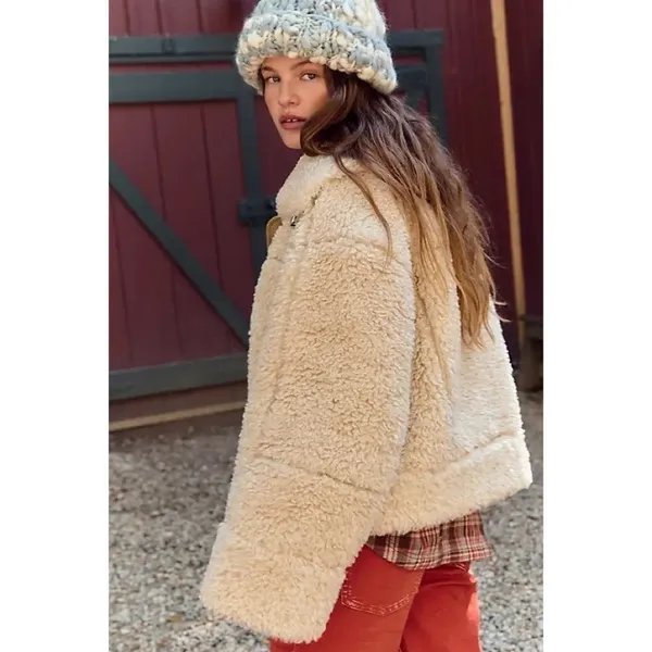 NWT!!‎ FREE PEOPLE Jolie Teddy Coat Faux Fur Oversized Bohemian Outdoors Medium - Image 8