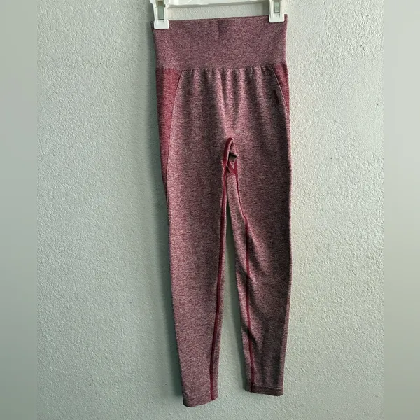 Gymshark Burgandy Flex High Waisted Burgandy Workout Activewear Set XS - Image 4