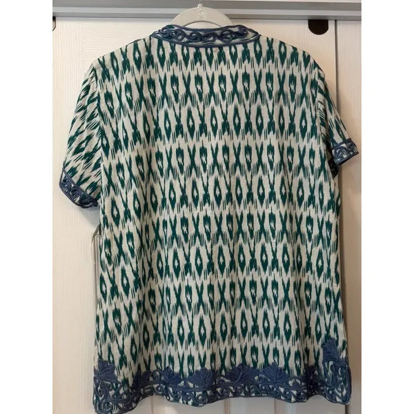 Haute Latitude 100% Cotton Top NWT Women XL Breezy Tunic Heavily Embroidered‎ - Image 2