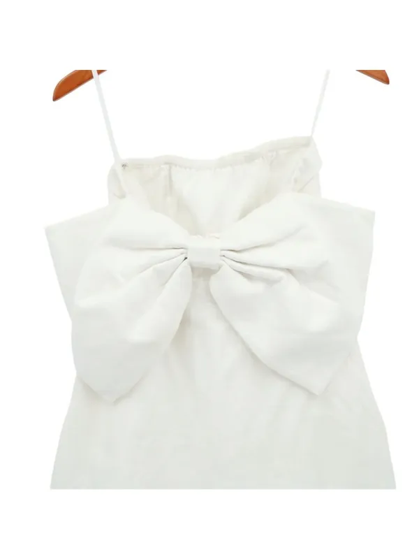 Dissh Aisle Mini Dress White Linen Back Bow Strapless Rehearsal Bridal 6 - Image 7