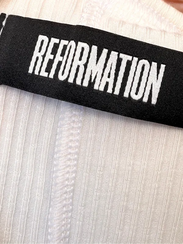 Reformation White Ribbed Cap-Sleeve Mock Neck Tank - Image 8