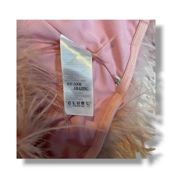 Club L London Pink Feather Trim Bandeau Top Strapless Size US‎ 4 - Image 7