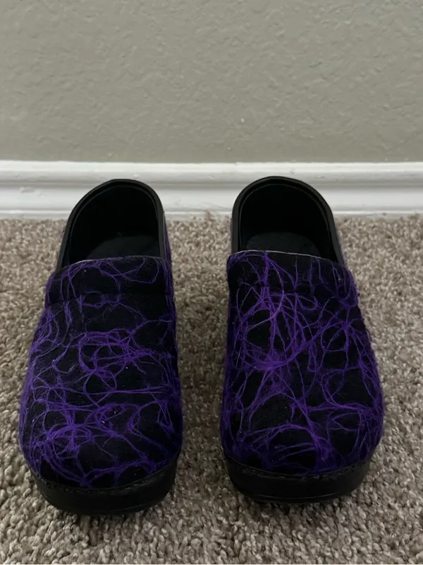 Dansko Professional Wool Clogs 37 Purple Black Nursing Medical Shoes Halloween - Image 9