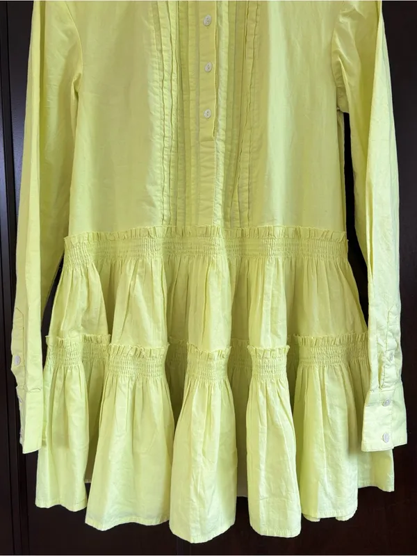 EUC Free People Billie Tiered Mini Shirt Dress Citrus Generous XS - Image 8