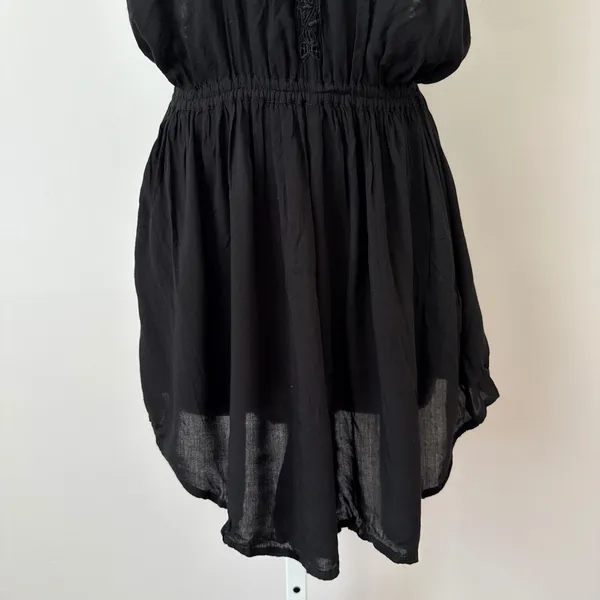 Free People Medium Black Romper Halter Neck Embroidered Gauze‎ Boho Festival - Image 3
