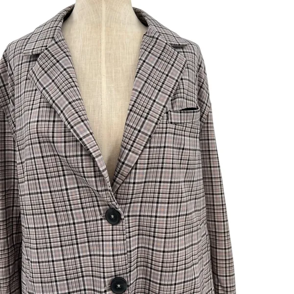 Free People Cali Plaid Blazer Jacket Gray Neutral Size Large‎ - Image 5