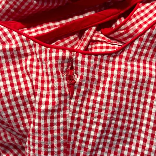 Rachel Zoe Dress Maxi Red Gingham Plaid Seersucker Milkmaid Cottagecore Picnic 6 - Image 7