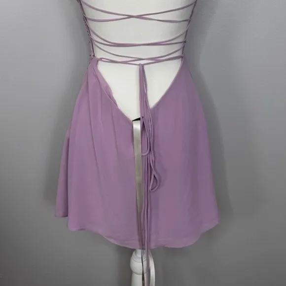 Mistress Rocks Mini Dress Size Medium Lilac Cowl Neck Rhinestone Party Sexy‎ NWT - Image 9