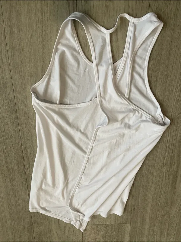 Athleta White Racerback Tank - Stretch Cotton Blend - Image 3