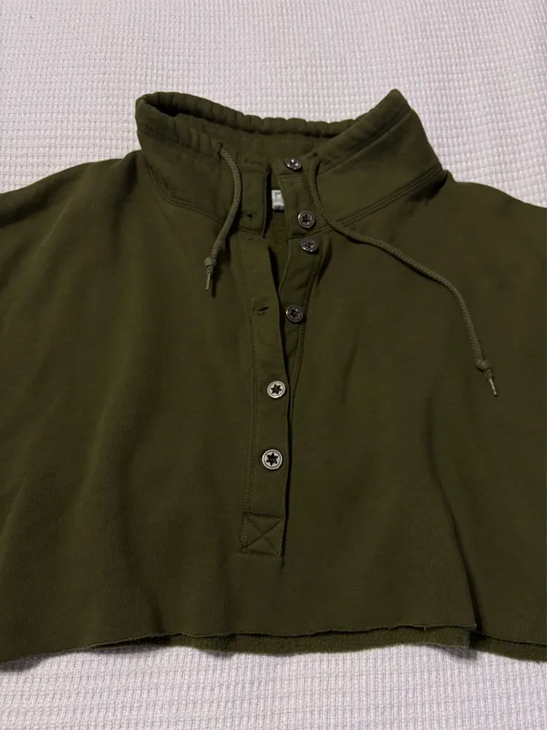 Olive Green Cropped Sweatshirt Size L - Image 2